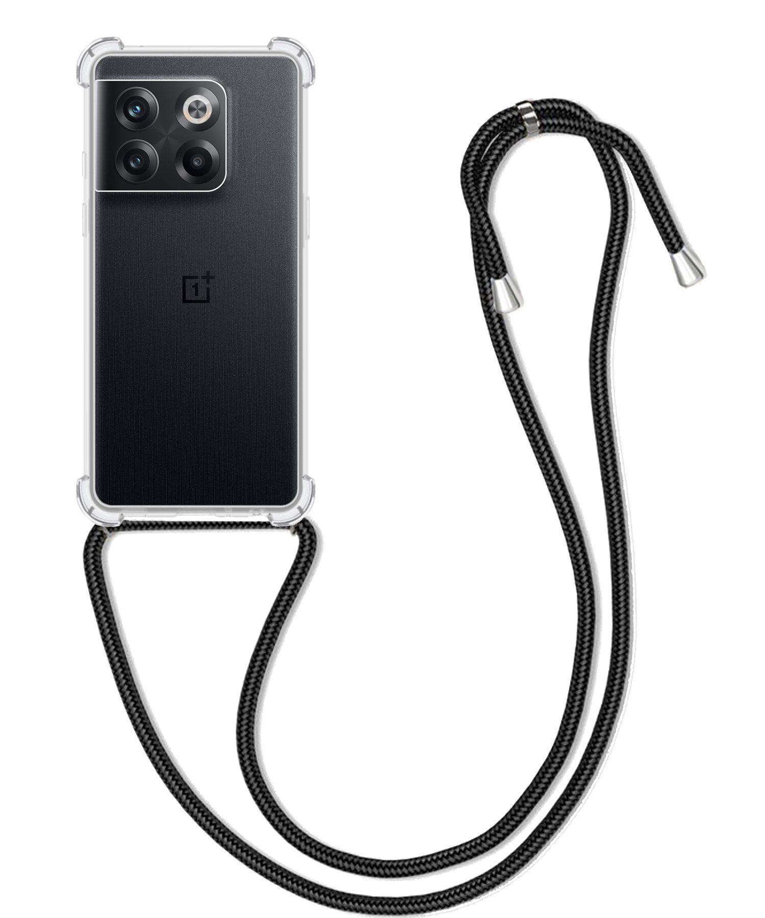 BASEY. Hoes Geschikt voor OnePlus 10T Hoesje Shock Proof Case Met Koord Shock Hoes Met Koord - Hoesje Geschikt voor OnePlus 10T Hoes Cover Met Koord - Transparant