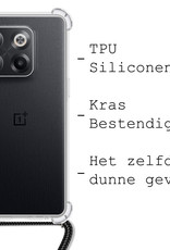 BASEY. Hoes Geschikt voor OnePlus 10T Hoesje Shock Proof Case Met Koord Shock Hoes Met Koord - Hoesje Geschikt voor OnePlus 10T Hoes Cover Met Koord - Transparant