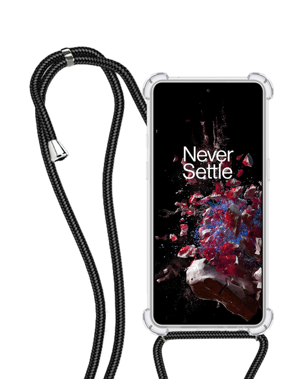 NoXx Hoes Geschikt voor OnePlus 10T Hoesje Transparant Met Telefoonkoord Cover Shock Proof Case Koord Hoes