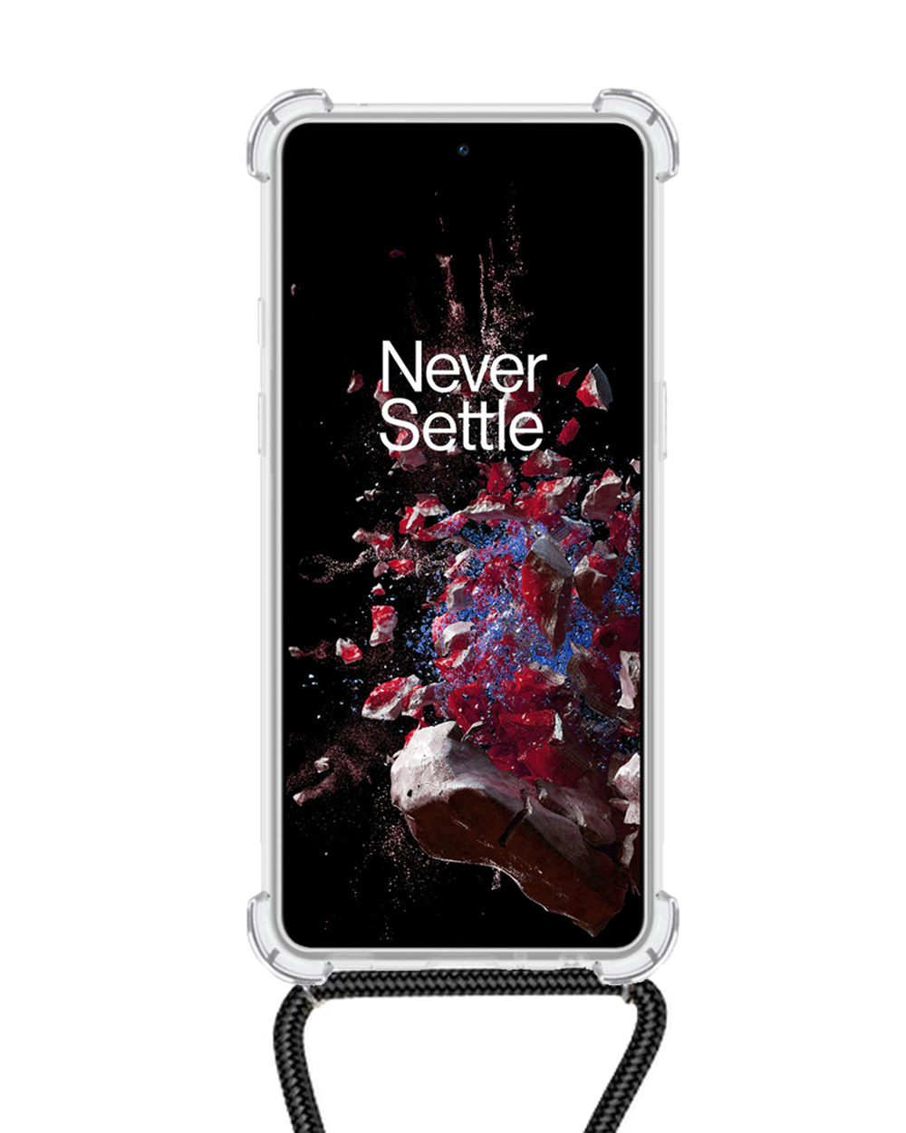 NoXx Hoes Geschikt voor OnePlus 10T Hoesje Transparant Met Telefoonkoord Cover Shock Proof Case Koord Hoes