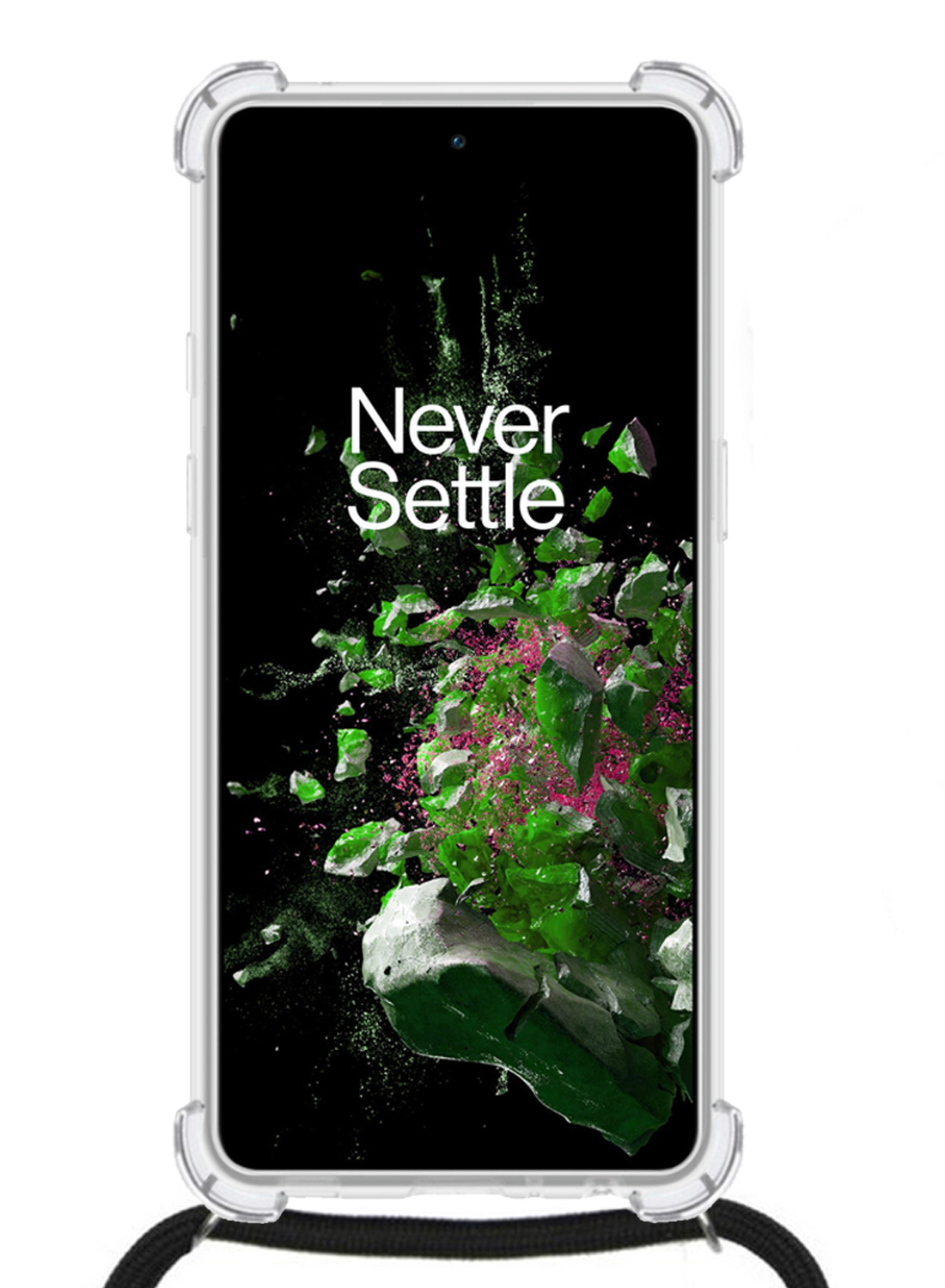 Nomfy Hoesje Geschikt voor OnePlus 10T Hoesje Shock Proof Transparant Met Telefoonketting Case Shock Koord - Hoesje Geschikt voor OnePlus 10T Shock Proof Case Met Koord - Transparant