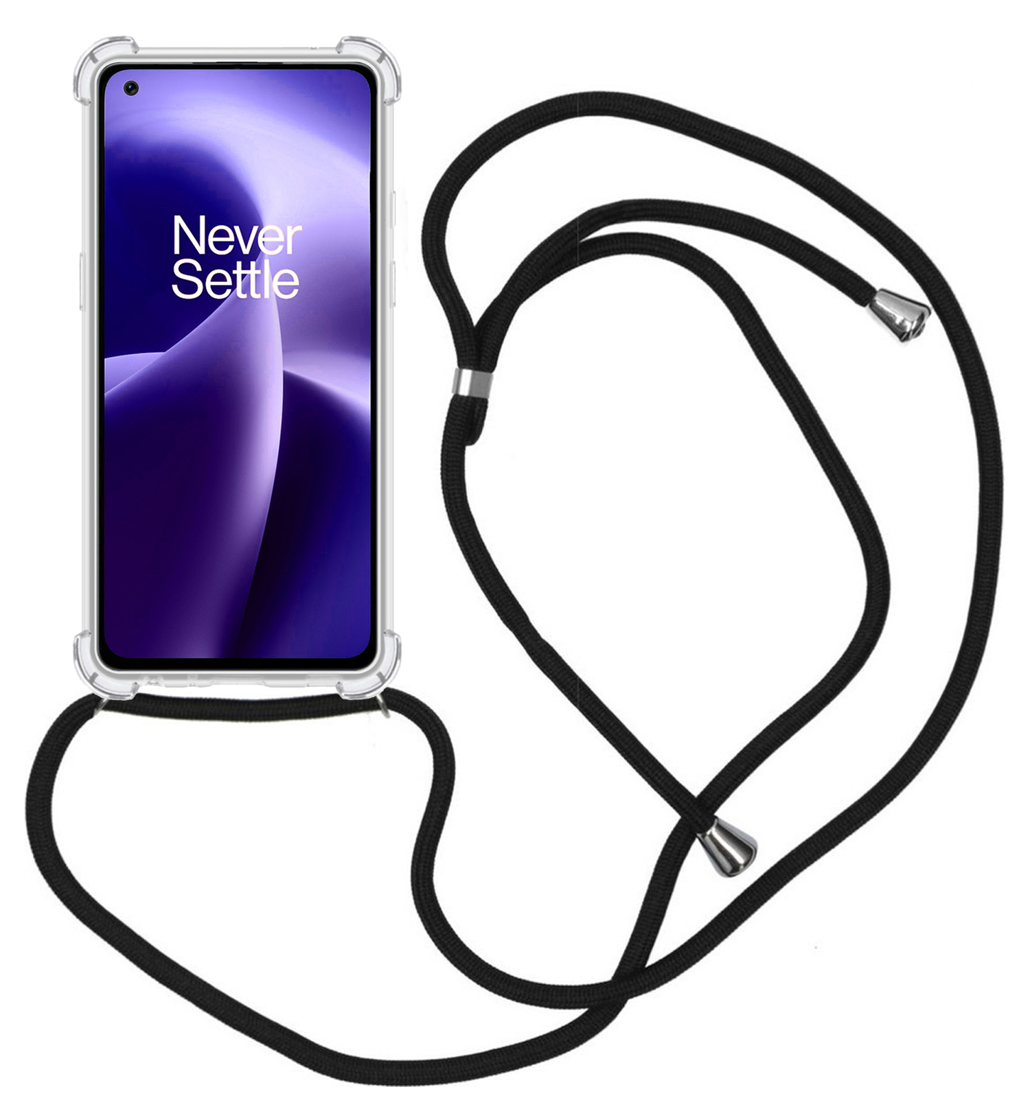 Nomfy Hoesje Geschikt voor OnePlus Nord 2T Hoesje Shock Proof Transparant Met Telefoonketting Case Shock Koord - Hoesje Geschikt voor OnePlus Nord 2T Shock Proof Case Met Koord - Transparant