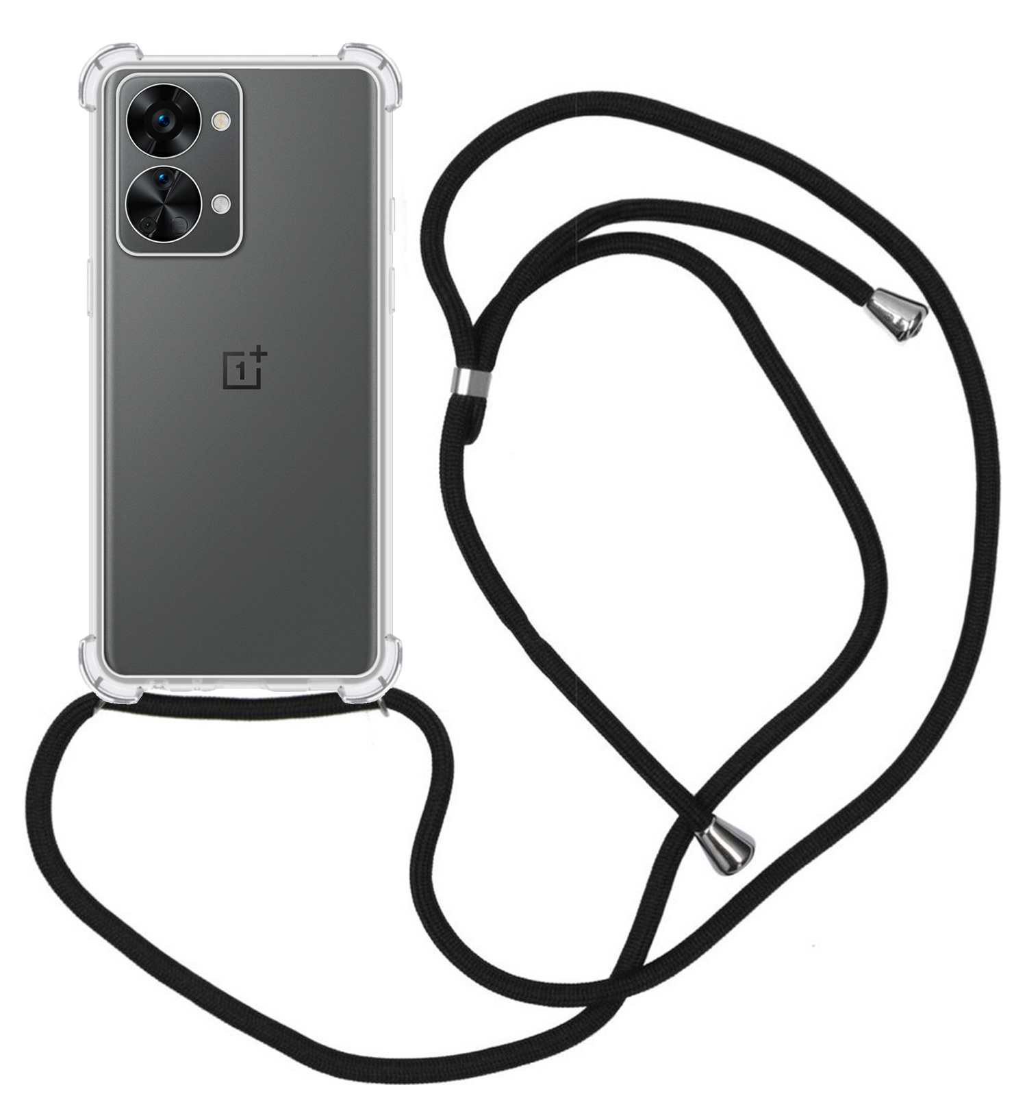 Nomfy Hoesje Geschikt voor OnePlus Nord 2T Hoesje Shock Proof Transparant Met Telefoonketting Case Shock Koord - Hoesje Geschikt voor OnePlus Nord 2T Shock Proof Case Met Koord - Transparant