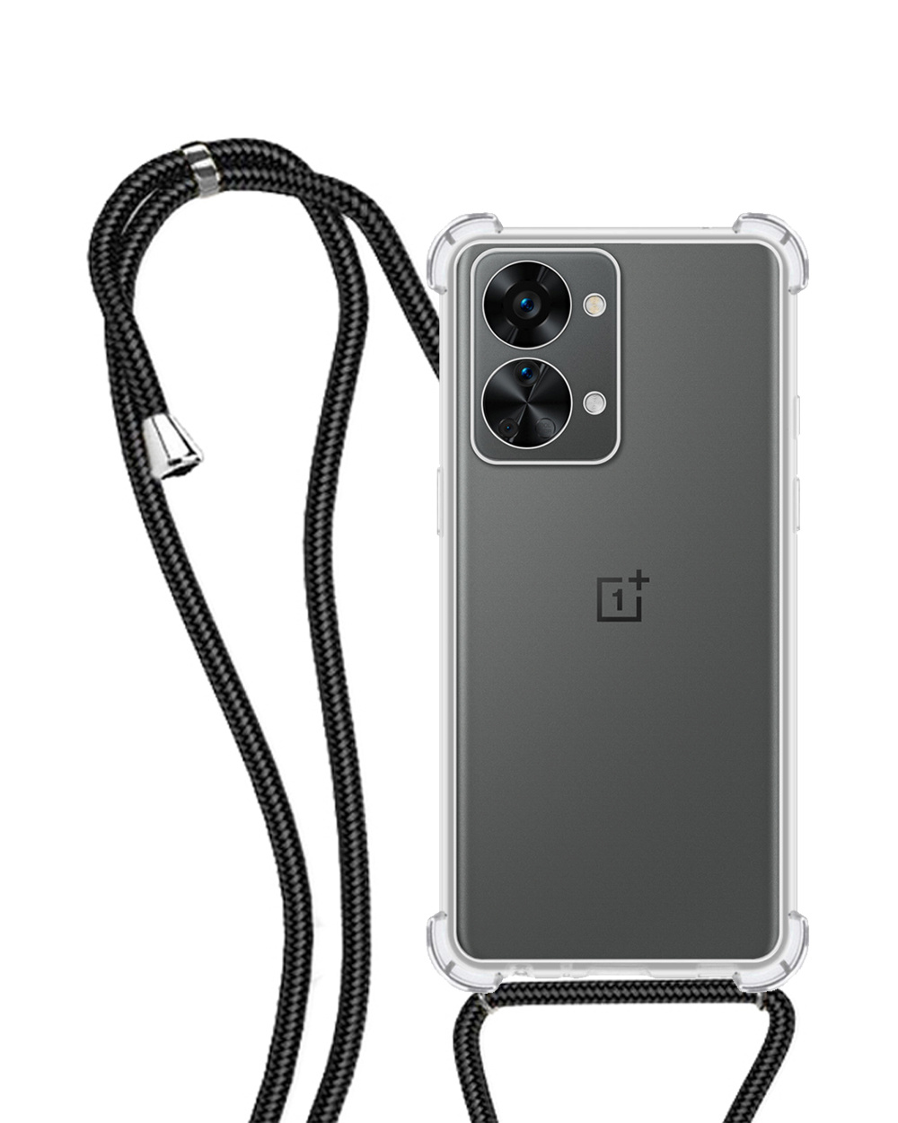 NoXx Hoes Geschikt voor OnePlus Nord 2T Hoesje Transparant Met Telefoonkoord Cover Shock Proof Case Koord Hoes