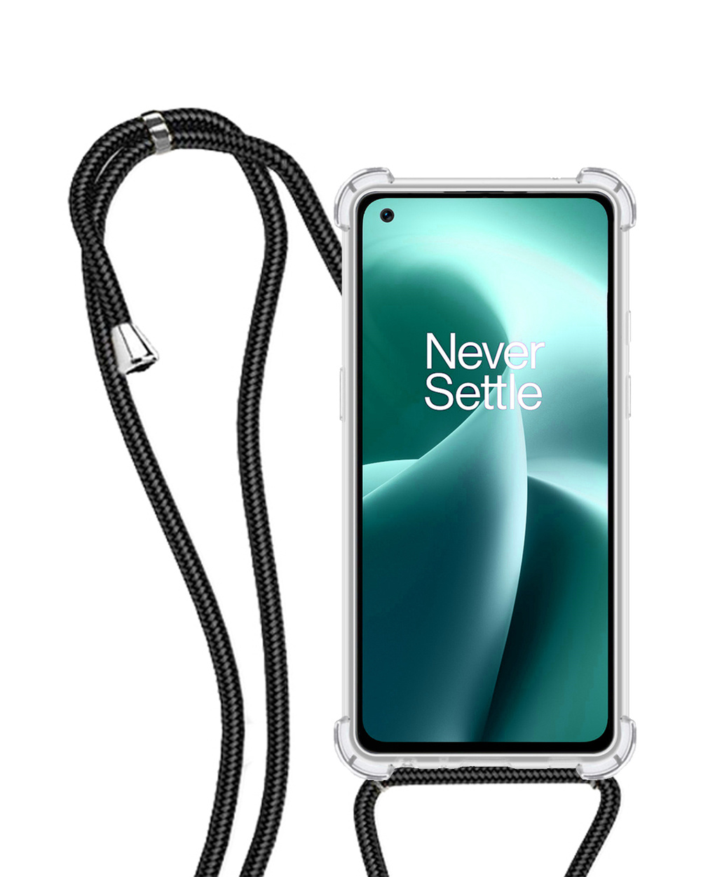 NoXx Hoes Geschikt voor OnePlus Nord 2T Hoesje Transparant Met Telefoonkoord Cover Shock Proof Case Koord Hoes