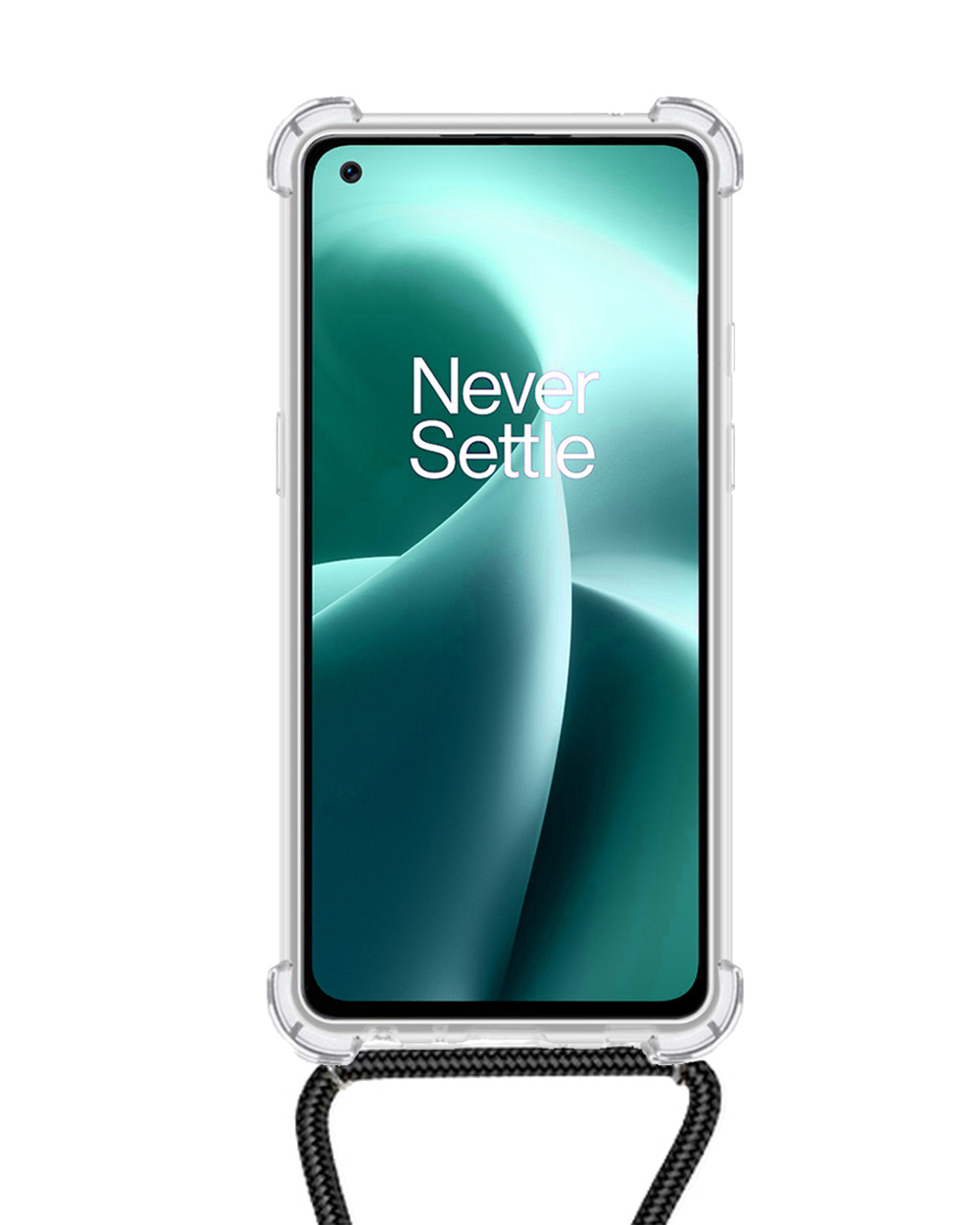 NoXx Hoes Geschikt voor OnePlus Nord 2T Hoesje Transparant Met Telefoonkoord Cover Shock Proof Case Koord Hoes