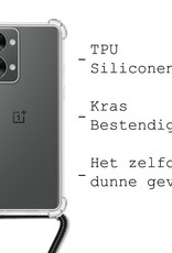 BASEY. Hoes Geschikt voor OnePlus Nord 2T Hoesje Shock Proof Case Met Koord Shock Hoes Met Koord - Hoesje Geschikt voor OnePlus Nord 2T Hoes Cover Met Koord - Transparant