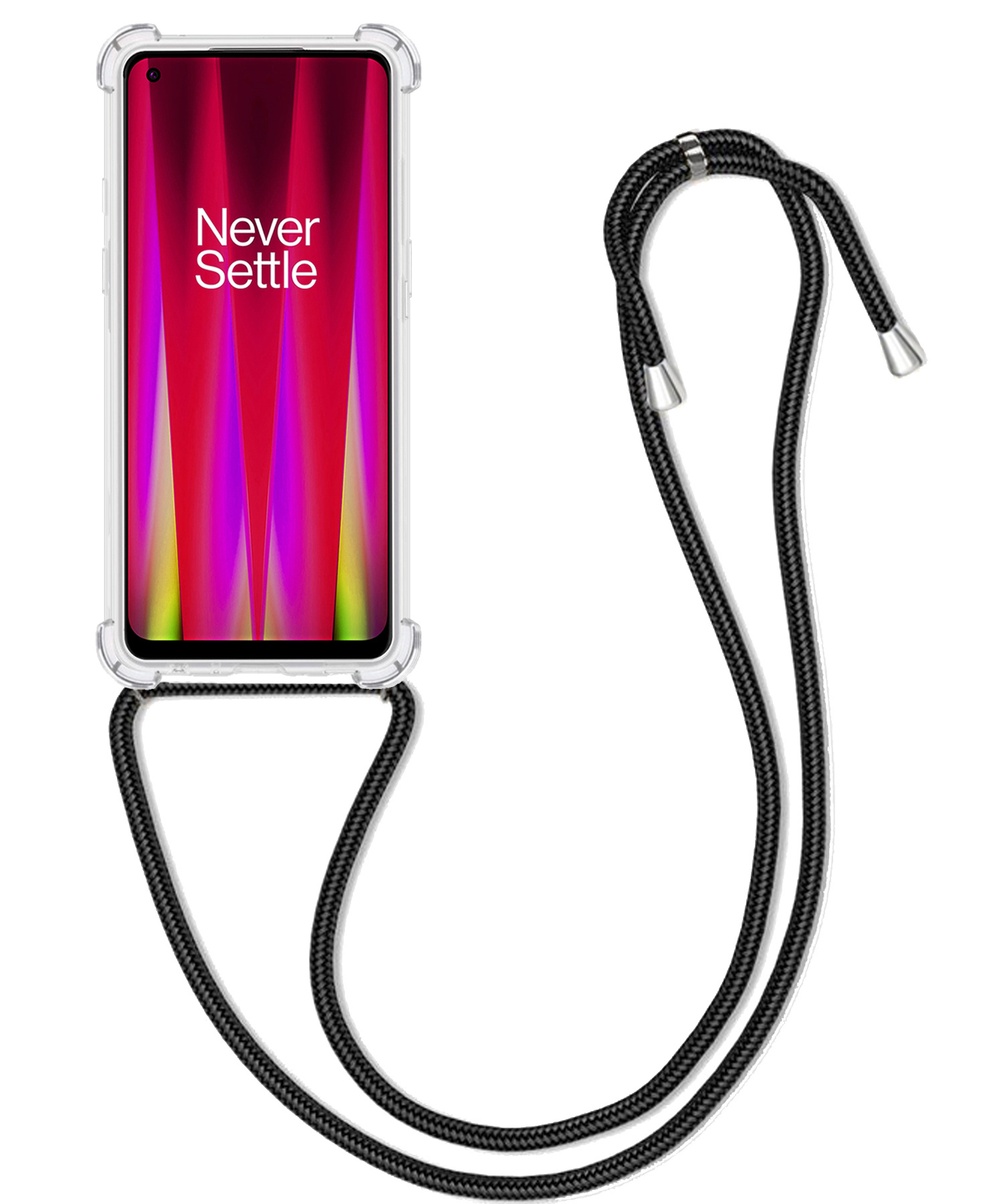 BASEY. Hoes Geschikt voor OnePlus Nord CE 2 Hoesje Shock Proof Case Met Koord Shock Hoes Met Koord - Hoesje Geschikt voor OnePlus Nord CE 2 Hoes Cover Met Koord - Transparant