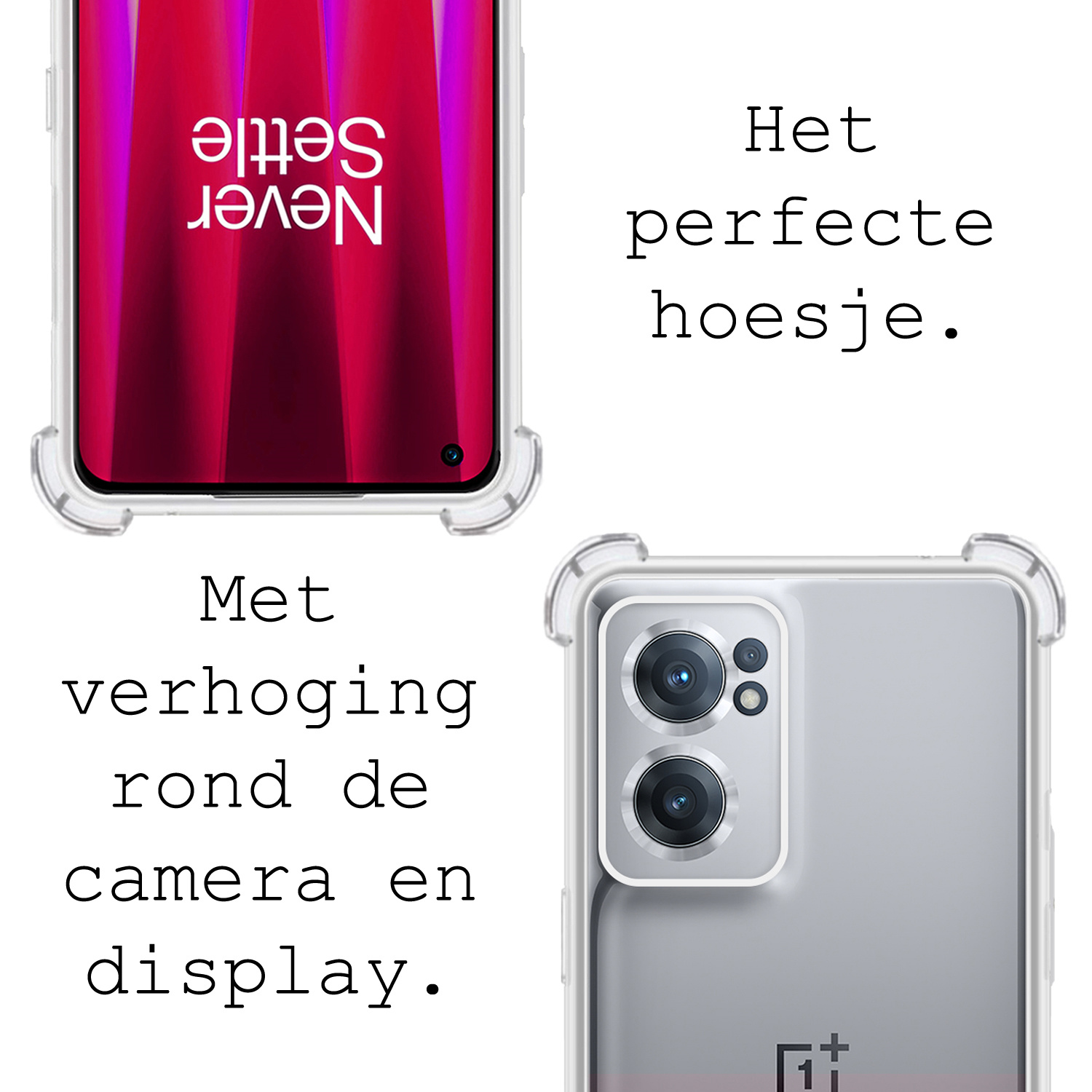 BASEY. Hoes Geschikt voor OnePlus Nord CE 2 Hoesje Shock Proof Case Met Koord Shock Hoes Met Koord - Hoesje Geschikt voor OnePlus Nord CE 2 Hoes Cover Met Koord - Transparant