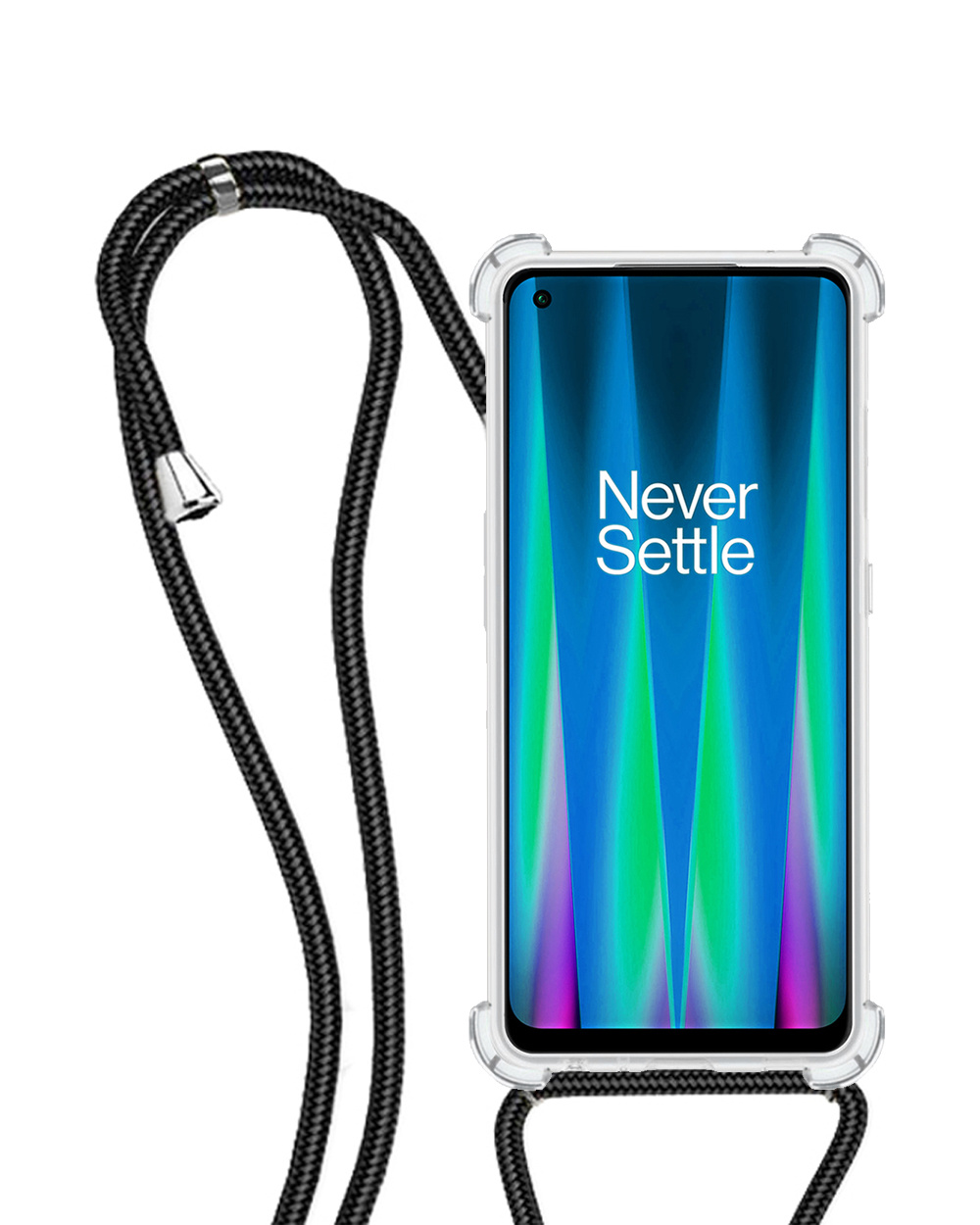 NoXx Hoes Geschikt voor OnePlus Nord CE 2 Hoesje Transparant Met Telefoonkoord Cover Shock Proof Case Koord Hoes