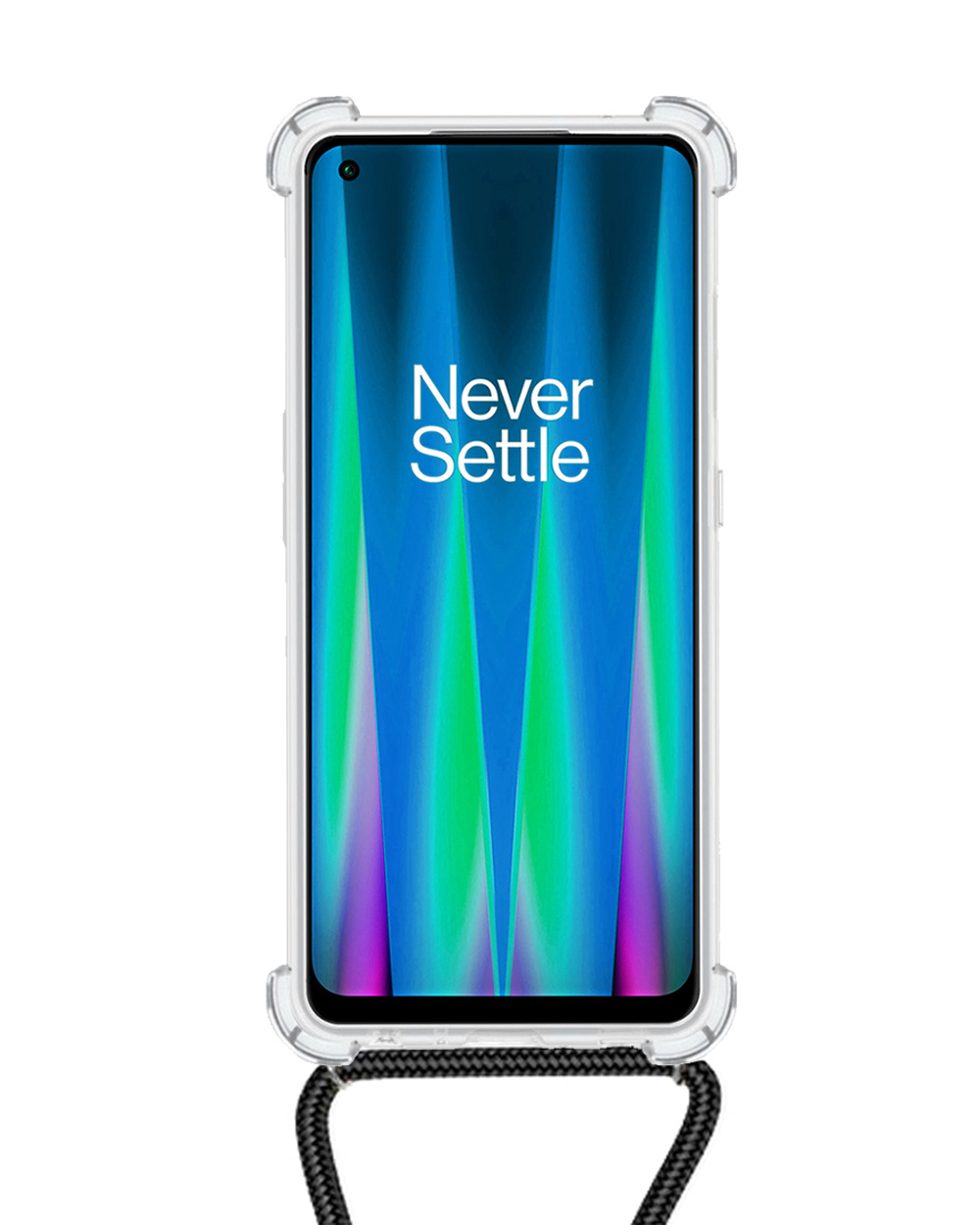 NoXx Hoes Geschikt voor OnePlus Nord CE 2 Hoesje Transparant Met Telefoonkoord Cover Shock Proof Case Koord Hoes