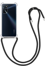 BASEY. Hoes Geschikt voor OPPO A16 Hoesje Shock Proof Case Met Koord Shock Hoes Met Koord - Hoesje Geschikt voor OPPO A16 Hoes Cover Met Koord - Transparant