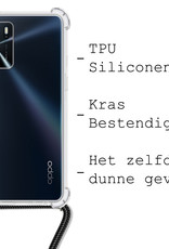 BASEY. Hoes Geschikt voor OPPO A16 Hoesje Shock Proof Case Met Koord Shock Hoes Met Koord - Hoesje Geschikt voor OPPO A16 Hoes Cover Met Koord - Transparant