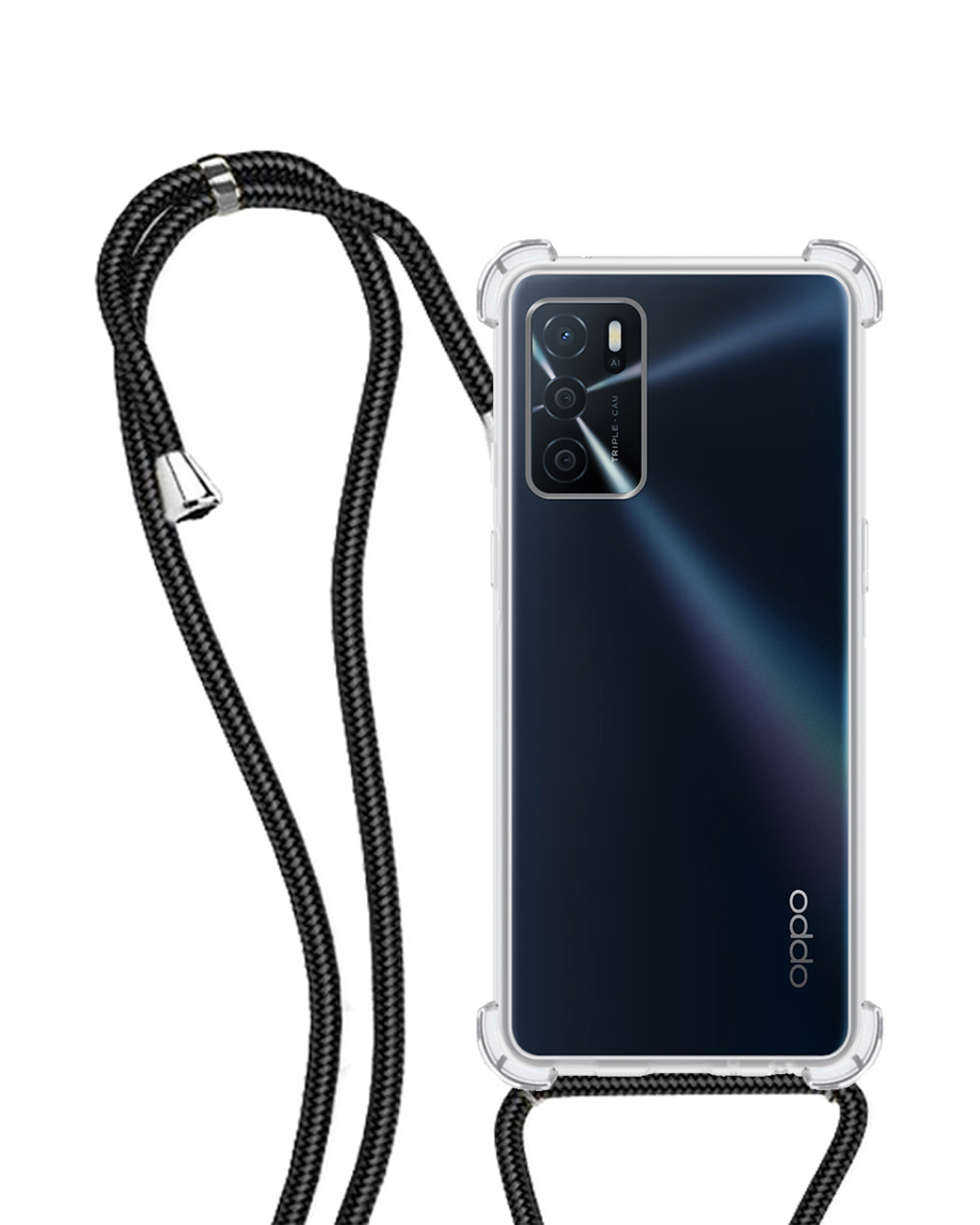 NoXx Hoes Geschikt voor OPPO A16 Hoesje Transparant Met Telefoonkoord Cover Shock Proof Case Koord Hoes