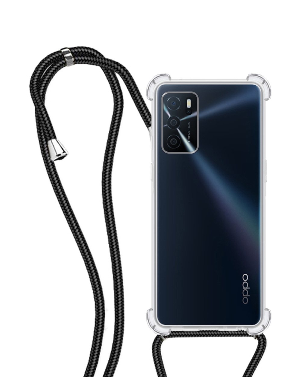 NoXx OPPO A16 Hoesje Transparant Met Telefoonkoord Cover Shock Proof Case Hoes