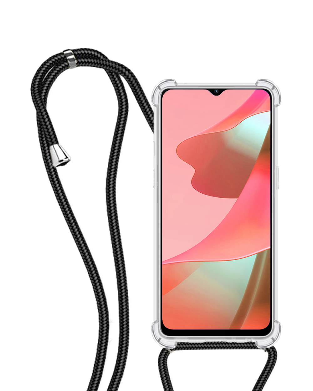 NoXx Hoes Geschikt voor OPPO A16 Hoesje Transparant Met Telefoonkoord Cover Shock Proof Case Koord Hoes