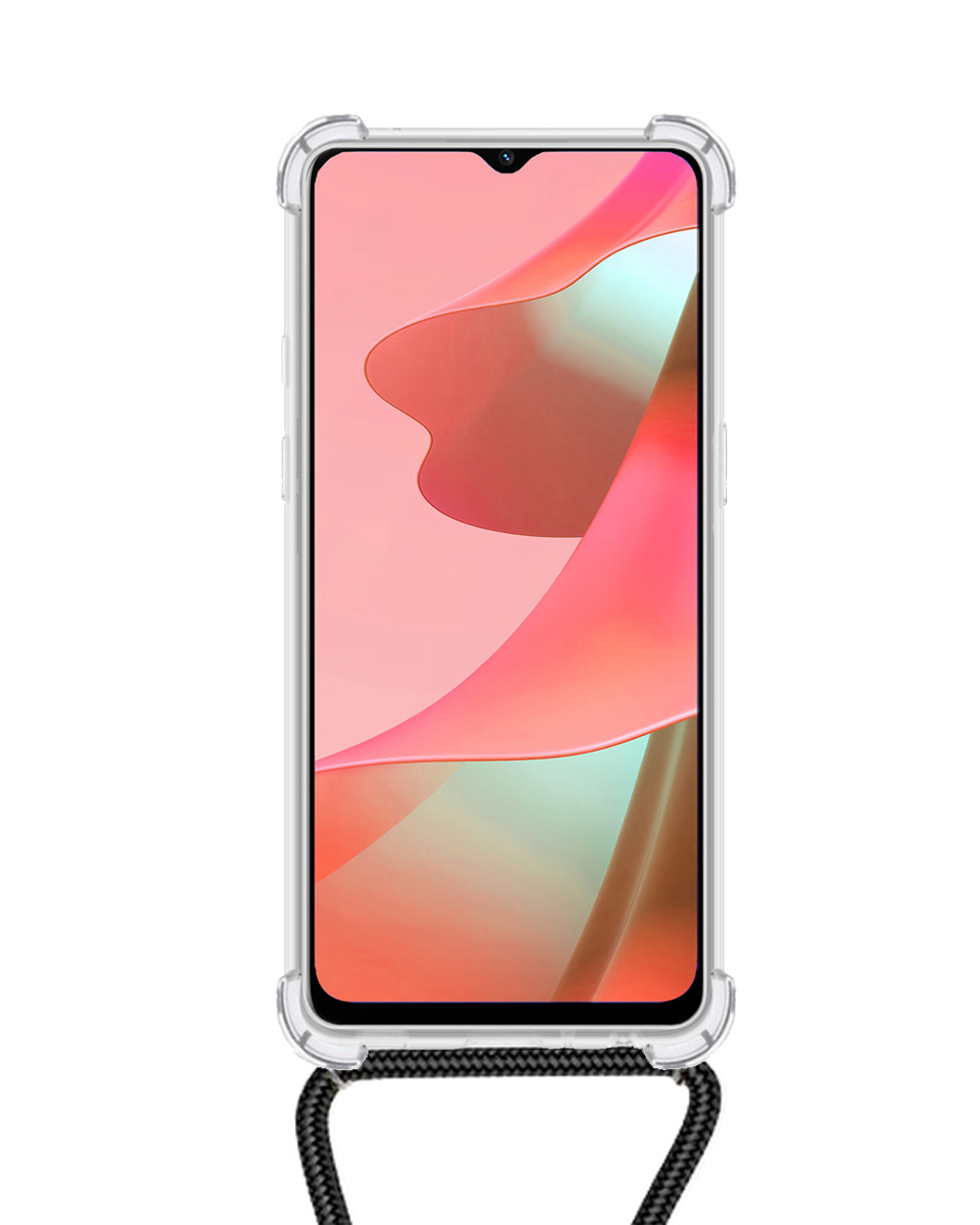 NoXx Hoes Geschikt voor OPPO A16 Hoesje Transparant Met Telefoonkoord Cover Shock Proof Case Koord Hoes