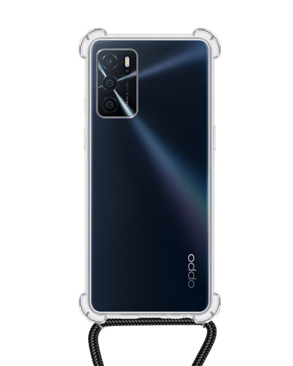 NoXx Hoes Geschikt voor OPPO A16 Hoesje Transparant Met Telefoonkoord Cover Shock Proof Case Koord Hoes