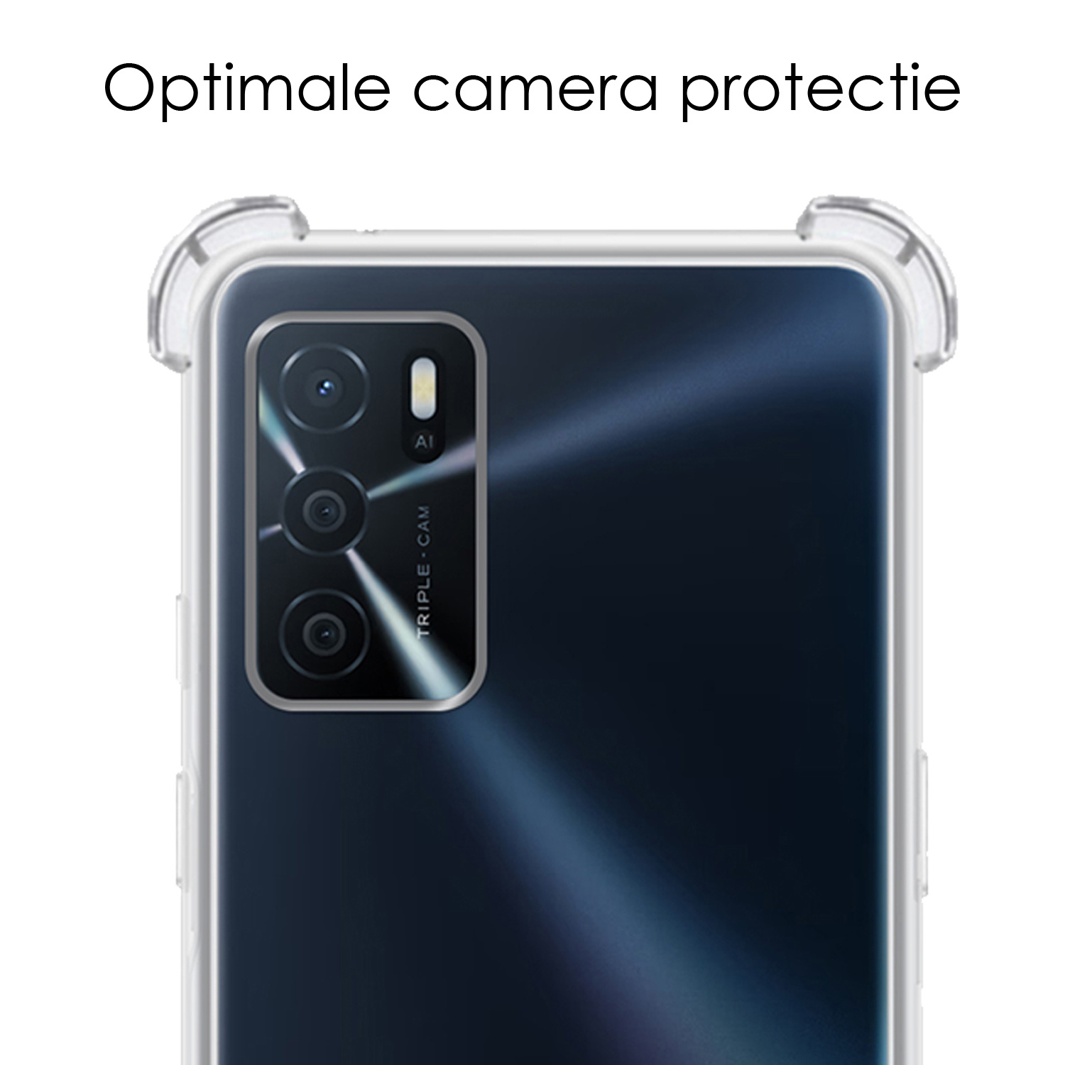 NoXx Hoes Geschikt voor OPPO A16 Hoesje Transparant Met Telefoonkoord Cover Shock Proof Case Koord Hoes