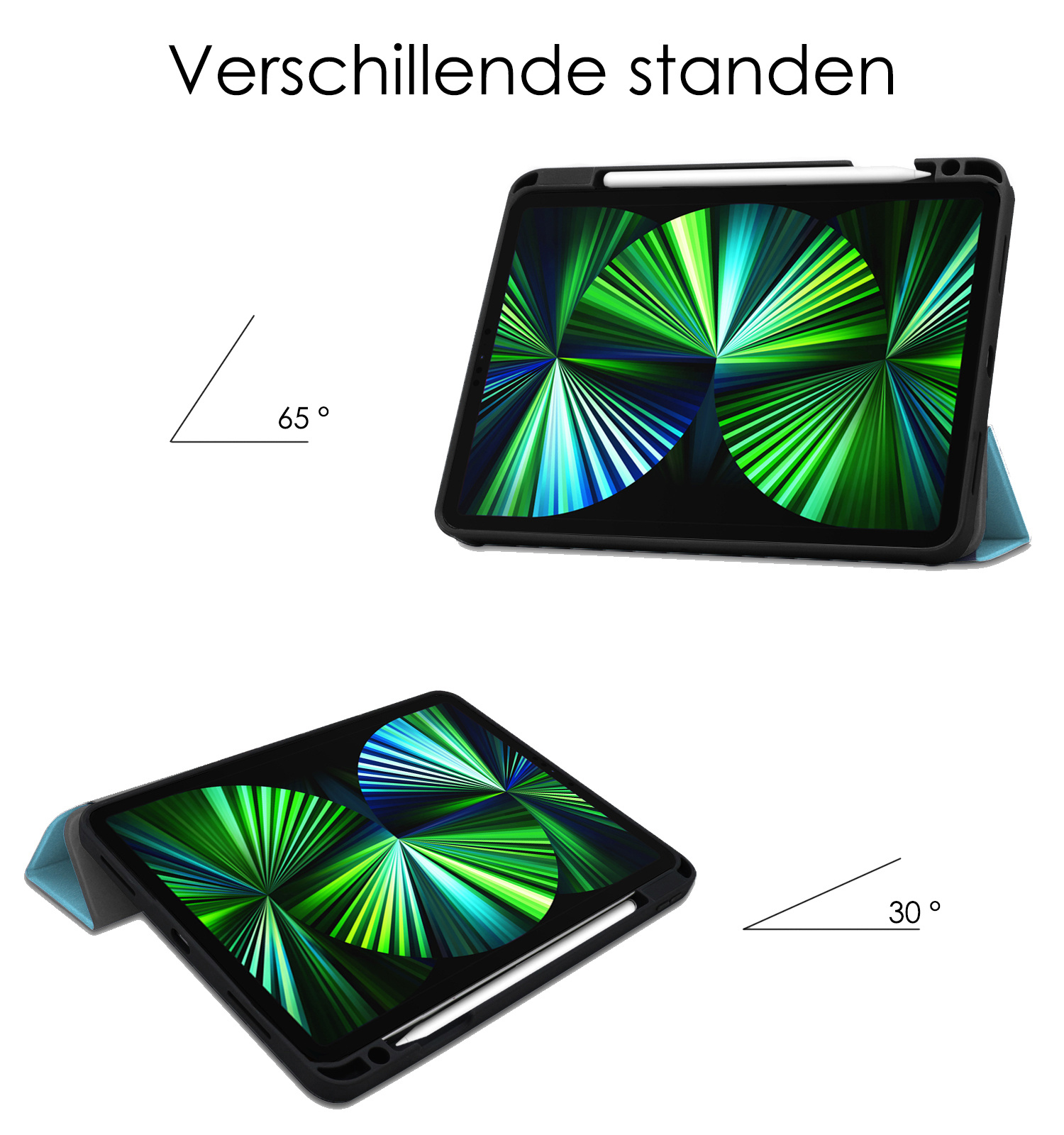NoXx NoXx iPad Pro 11 inch (2021) Hoesje Met Apple Pencilhouder - Lichtblauw