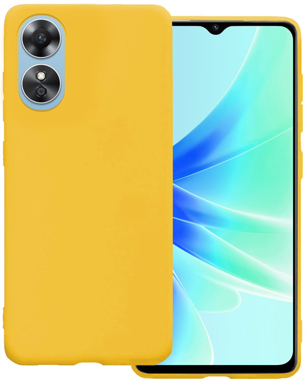 BASEY. Hoes Geschikt voor OPPO A17 Hoesje Siliconen Back Cover Case - Hoesje Geschikt voor OPPO A17 Hoes Cover Hoesje - Geel