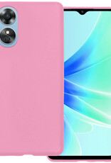 BASEY. Hoes Geschikt voor OPPO A17 Hoesje Siliconen Back Cover Case - Hoesje Geschikt voor OPPO A17 Hoes Cover Hoesje - Lichtroze