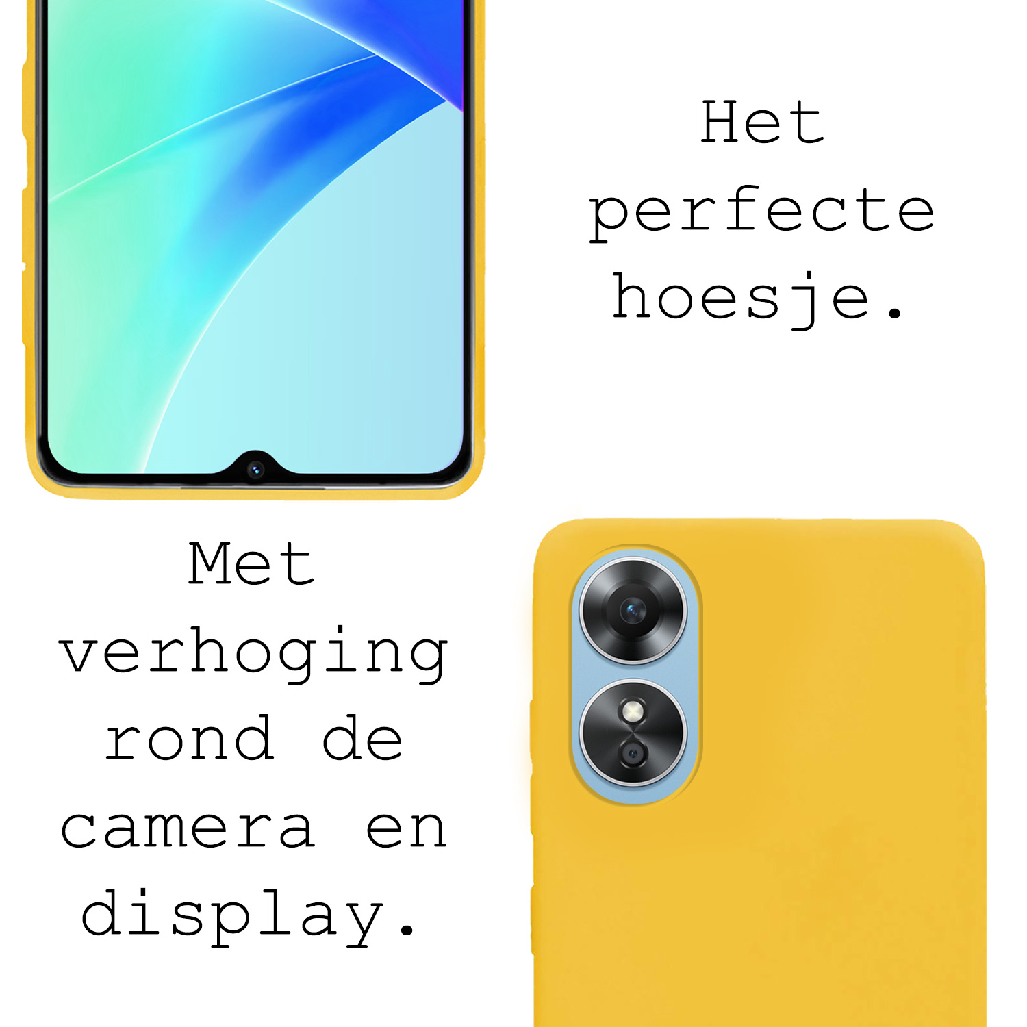 BASEY. Hoes Geschikt voor OPPO A17 Hoesje Siliconen Back Cover Case - Hoesje Geschikt voor OPPO A17 Hoes Cover Hoesje - Geel - 2 Stuks