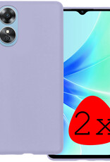 BASEY. Hoes Geschikt voor OPPO A17 Hoesje Siliconen Back Cover Case - Hoesje Geschikt voor OPPO A17 Hoes Cover Hoesje - Lila - 2 Stuks