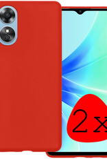 BASEY. Hoes Geschikt voor OPPO A17 Hoesje Siliconen Back Cover Case - Hoesje Geschikt voor OPPO A17 Hoes Cover Hoesje - Rood - 2 Stuks