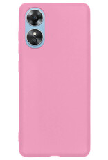 BASEY. Hoes Geschikt voor OPPO A17 Hoesje Siliconen Back Cover Case - Hoesje Geschikt voor OPPO A17 Hoes Cover Hoesje - Lichtroze - 2 Stuks