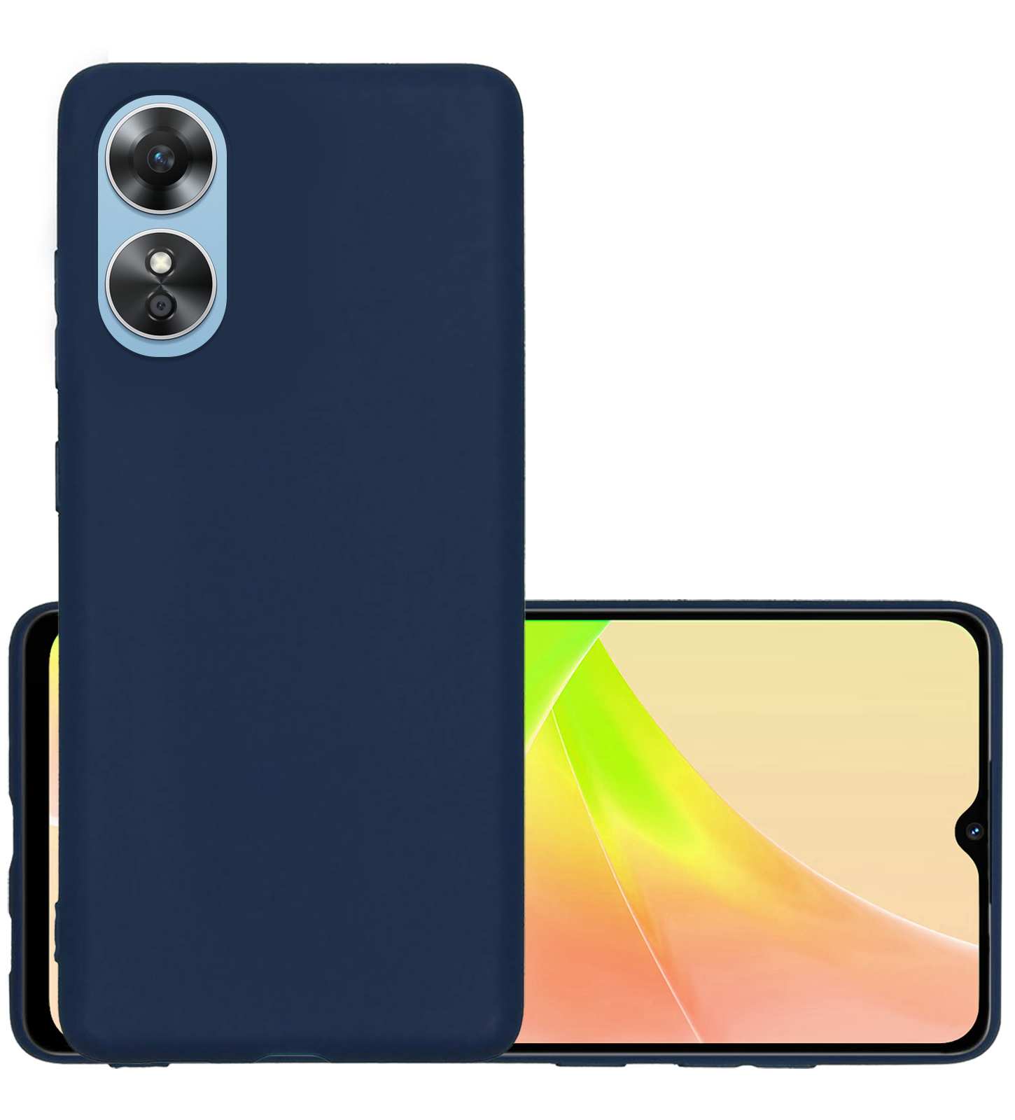 NoXx Hoes Geschikt voor OPPO A17 Hoesje Cover Siliconen Back Case Hoes - Donkerblauw