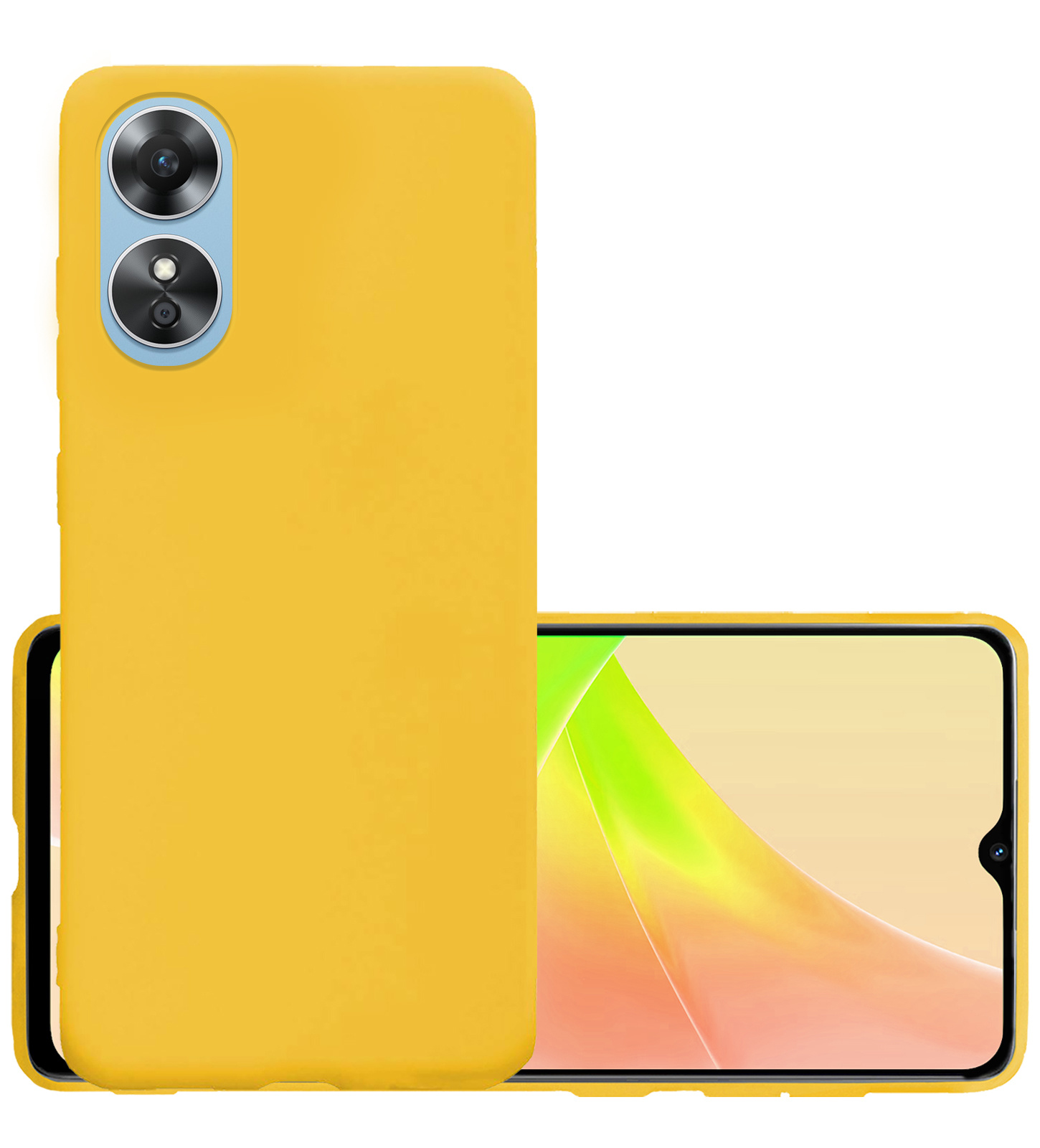 NoXx Hoes Geschikt voor OPPO A17 Hoesje Cover Siliconen Back Case Hoes - Geel