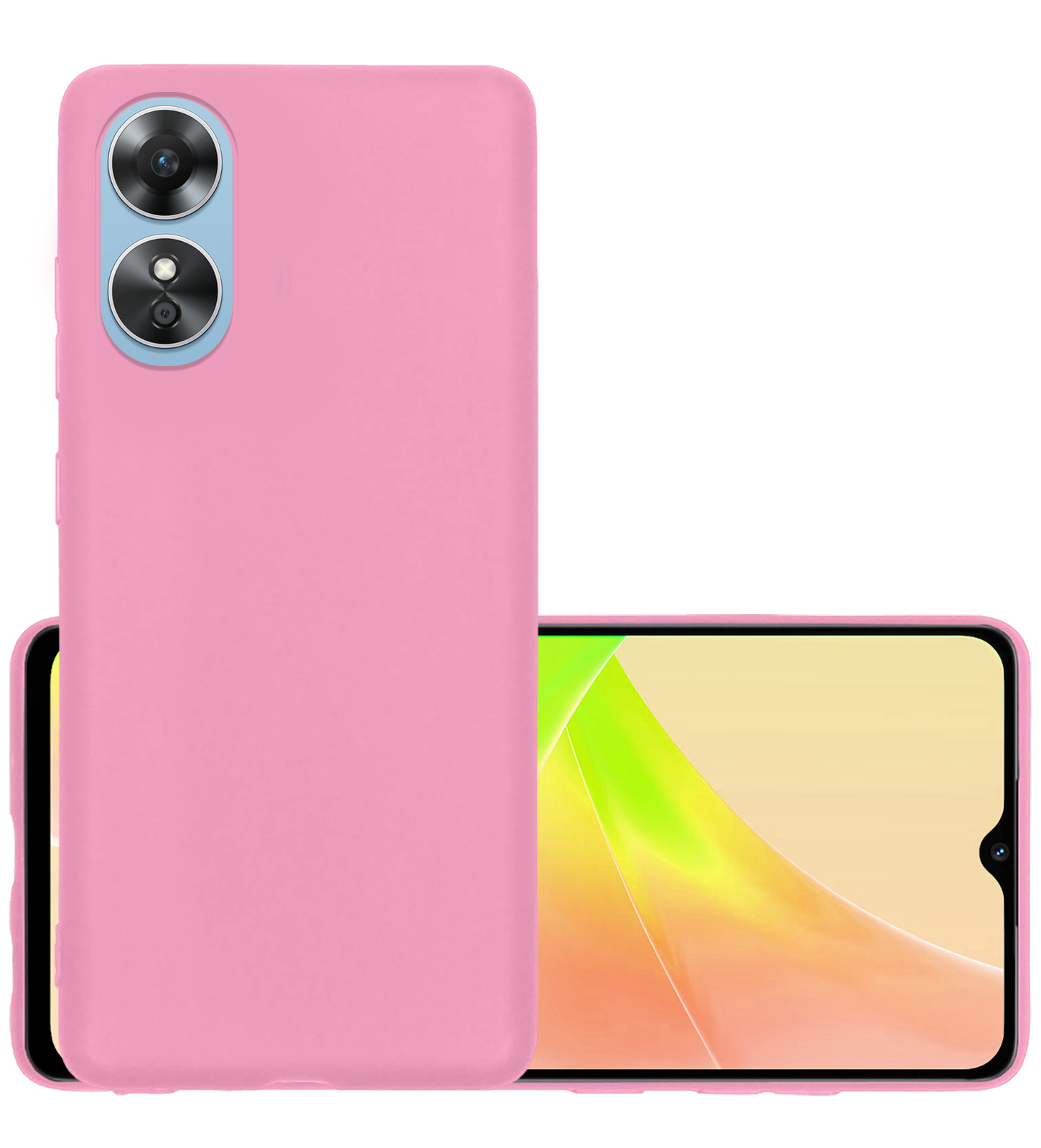 NoXx Hoes Geschikt voor OPPO A17 Hoesje Cover Siliconen Back Case Hoes - Lichtroze