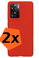 Nomfy Hoesje Geschikt voor OPPO A57 Hoesje Siliconen Cover Case - Hoes Geschikt voor OPPO A57 Hoes Back Case - 2-PACK - Rood