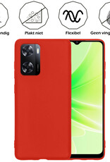 Nomfy Hoesje Geschikt voor OPPO A57 Hoesje Siliconen Cover Case - Hoes Geschikt voor OPPO A57 Hoes Back Case - 2-PACK - Rood