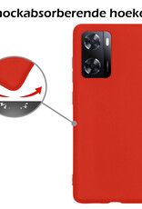 Nomfy Hoesje Geschikt voor OPPO A57 Hoesje Siliconen Cover Case - Hoes Geschikt voor OPPO A57 Hoes Back Case - 2-PACK - Rood