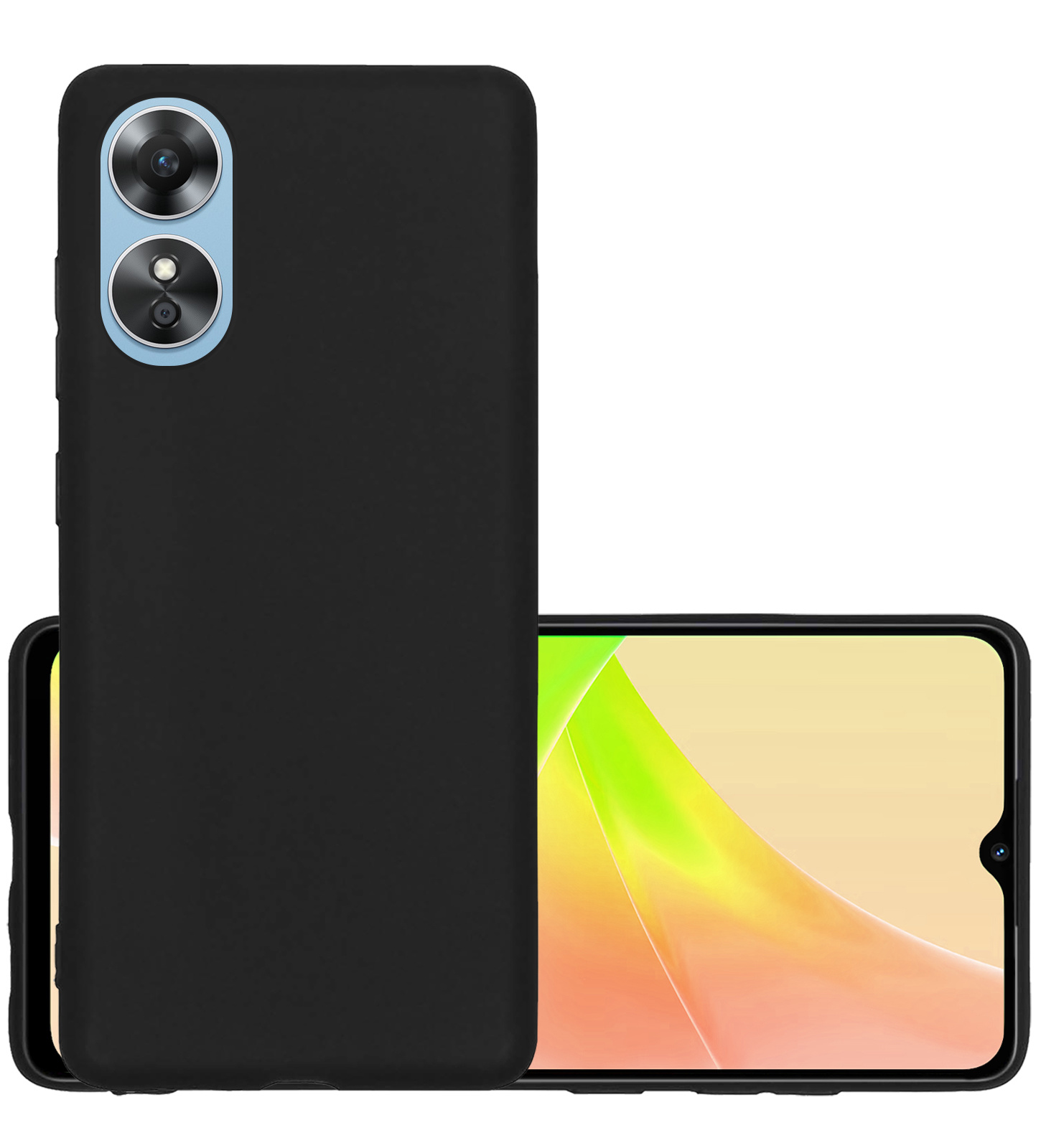 NoXx Hoes Geschikt voor OPPO A17 Hoesje Cover Siliconen Back Case Hoes - Zwart