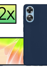 NoXx Hoes Geschikt voor OPPO A17 Hoesje Cover Siliconen Back Case Hoes - Donkerblauw - 2x