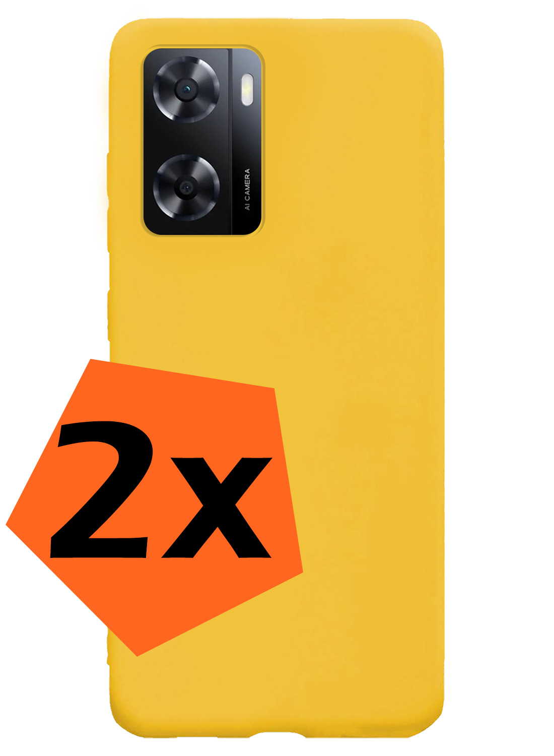 Nomfy Hoesje Geschikt voor OPPO A57 Hoesje Siliconen Cover Case - Hoes Geschikt voor OPPO A57 Hoes Back Case - 2-PACK - Geel