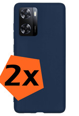 Nomfy Hoesje Geschikt voor OPPO A57 Hoesje Siliconen Cover Case - Hoes Geschikt voor OPPO A57 Hoes Back Case - 2-PACK - Donkerblauw