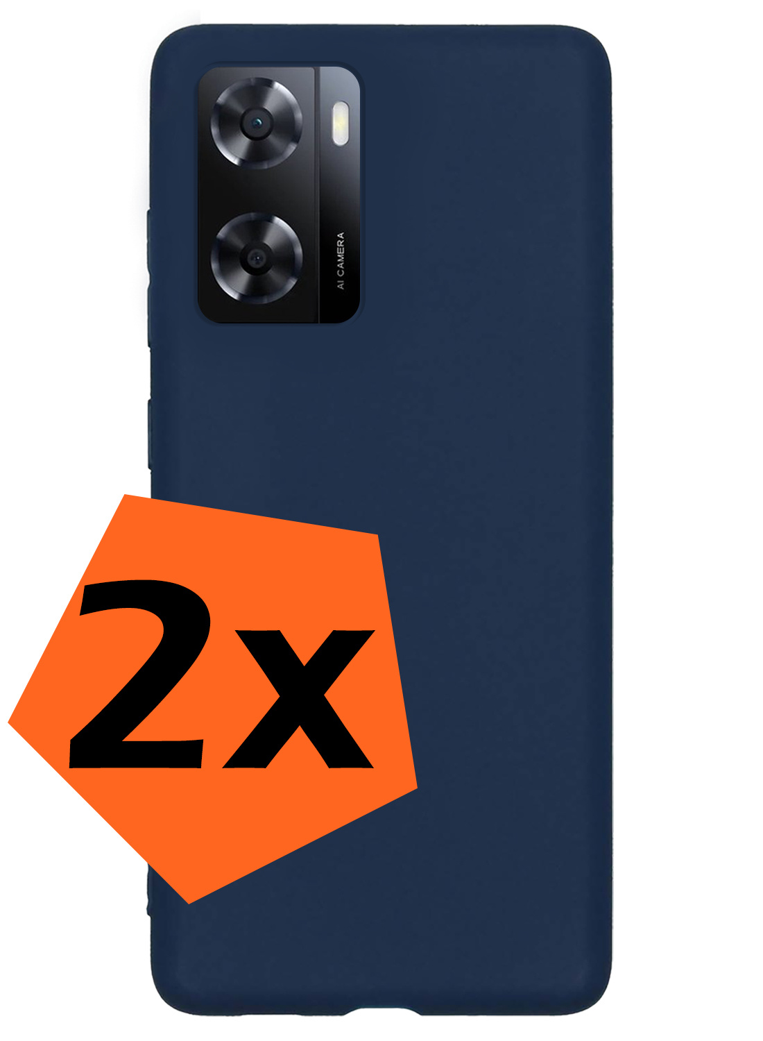Nomfy Hoesje Geschikt voor OPPO A57 Hoesje Siliconen Cover Case - Hoes Geschikt voor OPPO A57 Hoes Back Case - 2-PACK - Donkerblauw