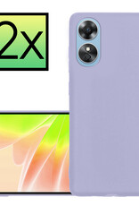 NoXx Hoes Geschikt voor OPPO A17 Hoesje Cover Siliconen Back Case Hoes - Lila - 2x