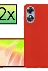 NoXx Hoes Geschikt voor OPPO A17 Hoesje Cover Siliconen Back Case Hoes - Rood - 2x