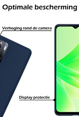 Nomfy Hoesje Geschikt voor OPPO A57 Hoesje Siliconen Cover Case - Hoes Geschikt voor OPPO A57 Hoes Back Case - Donkerblauw
