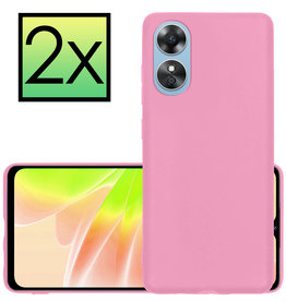 NoXx NoXx OPPO A17 Hoesje Siliconen - Lichtroze - 2 PACK