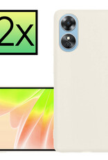 NoXx Hoes Geschikt voor OPPO A17 Hoesje Cover Siliconen Back Case Hoes - Wit - 2x