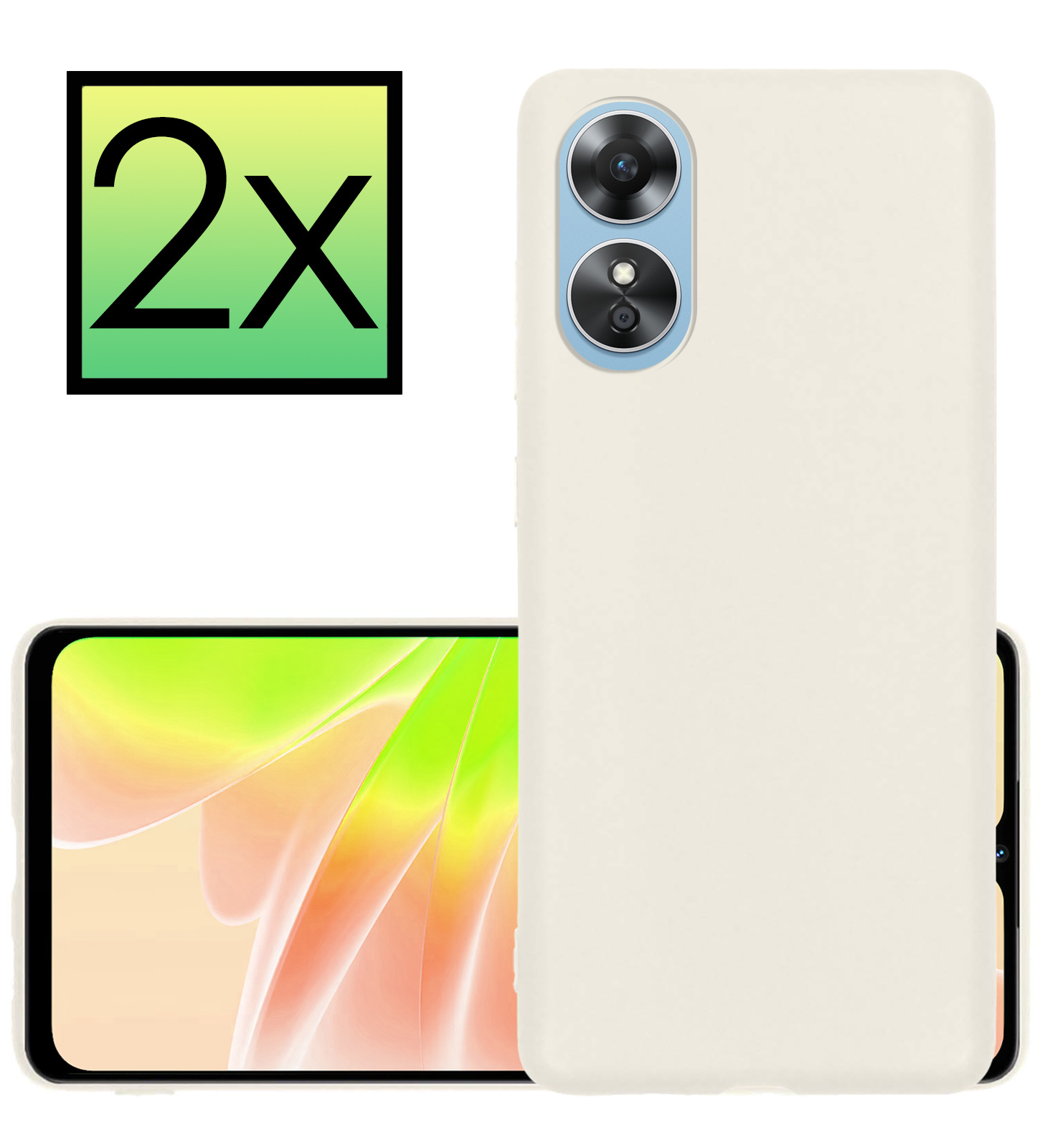 NoXx Hoes Geschikt voor OPPO A17 Hoesje Cover Siliconen Back Case Hoes - Wit - 2x