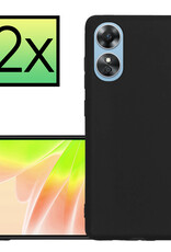 NoXx Hoes Geschikt voor OPPO A17 Hoesje Cover Siliconen Back Case Hoes - Zwart - 2x