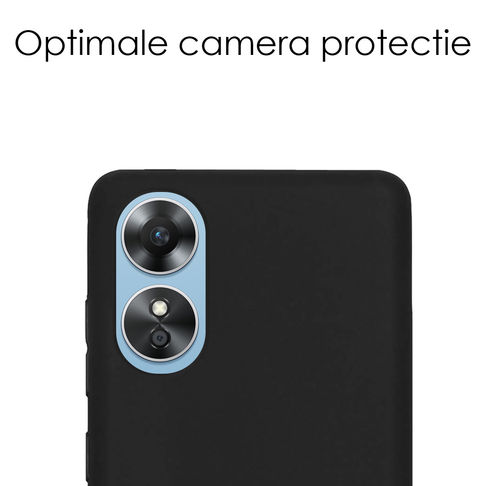 NoXx Hoes Geschikt voor OPPO A17 Hoesje Cover Siliconen Back Case Hoes - Zwart - 2x