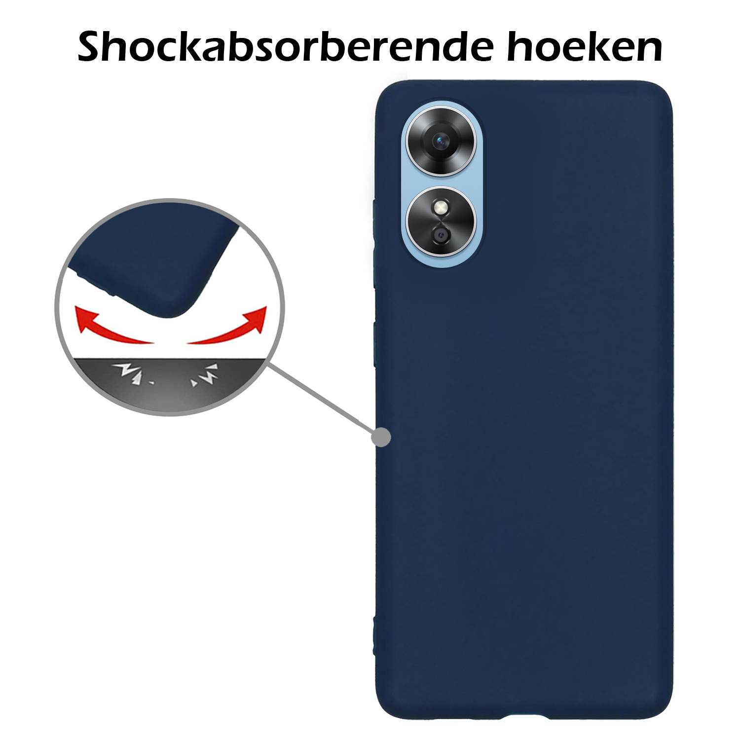 Nomfy Hoesje Geschikt voor OPPO A17 Hoesje Siliconen Cover Case - Hoes Geschikt voor OPPO A17 Hoes Back Case - Donkerblauw